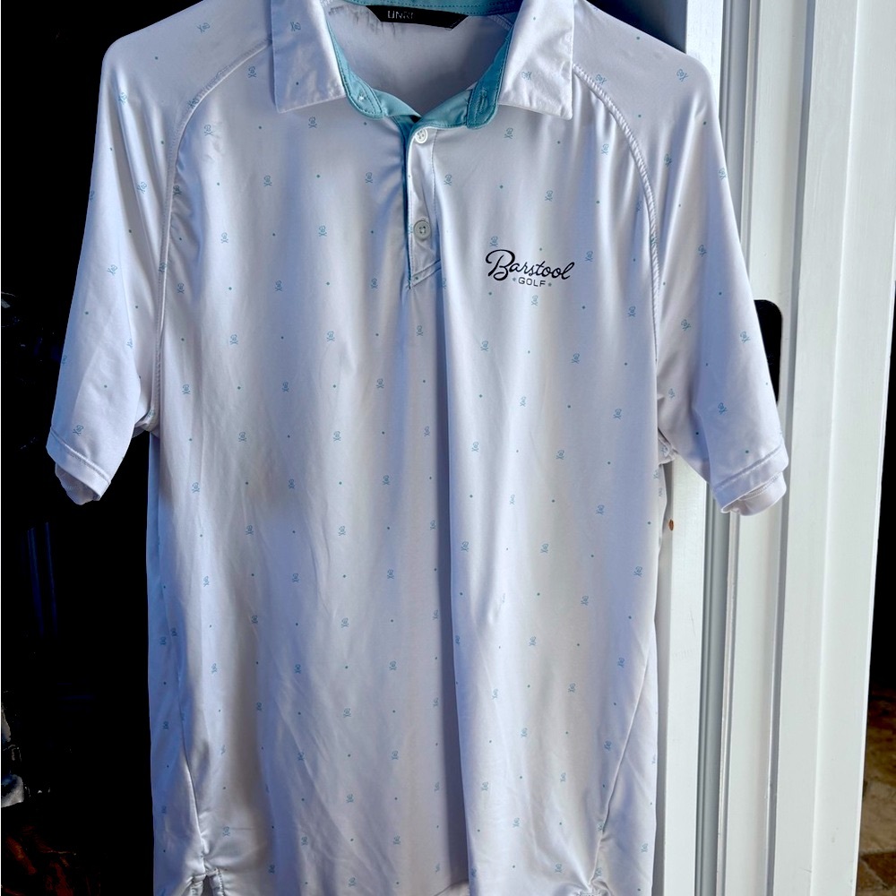 Barstool Golf Classic White Polo Shirt with Breathable Fabric